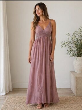 Ankaa boho lace up maxi Lace Dress